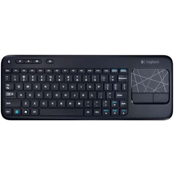 Logitech Black Wireless K400R USB compact Keyboard, 3.5 inch Integrated Touchpad - Picture 1 of 11